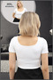 Women's White Slim Fit Short Sleeve Body Blouse Chest Collar Body Wrap Soft & Stretchy 5081 - 7