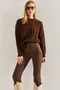 Women's Brown Patterned Knitwear Sweater 20234505 - 3
