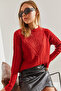 Women's Red Patterned Knitwear Sweater 20234261 - 2