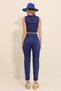 Women's Midnight Blue High Waist Carrot Pants ALC-X11148 - 4