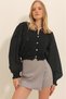 Black Crew Neck Openwork Sleeves Scalloped Crop Knitwear Cardigan Alc-X10077 - 2