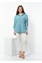 Women's Aerobin Fabric Buttoned Oversize Shirt Baby Blue