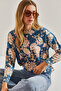 Women's Beige Blue Patchwork Knitwear Sweater 20234237 - 2