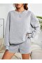 Gray Crew Neck Basic Oversize Sweatshirt - 5