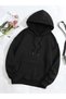 HANUİKI Street Wear Cartoon Rabbit Printed Oversize Unisex Black Hooded Hoodie Sweatshirt - 4