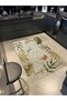 Beige Themed Leaf and Butterfly Patterned Modern Decorative Carpet 2654 - 2