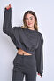 Crew Neck Raised Tight Fit Crop Women's Tracksuit Set - 6