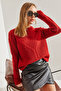 Women's Red Patterned Knitwear Sweater 20234261 - 6