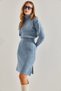 Women's Blue Turtleneck Sweater with Elastic Waist Skirt and Top Knitwear Set 20234235 - 6