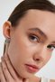 Double Heart Women's Silver Color Earrings with Pearls - 5