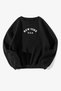 Cotton Oversize New York Printed Crew Neck Black Sweatshirt