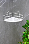 Economical Stainless White Shampoo Holder with Crystal Shelf Adhesive Bathroom Corner Shower Shelf - 2