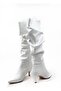 Vern Skin White Below the Knee Bellows Cowboy Boots Almond Heeled Low Heel - 3
