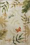 Beige Themed Leaf and Butterfly Patterned Modern Decorative Carpet 2654