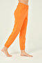 Women's Orange High-Waisted Basic Jogger with Elastic Waist and Cuffs, 100% Cotton Sweatpants - 4