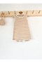 Beige Tile Striped Strap Romper Organic Modal Jumpsuit 50% Modal 50% Cotton
