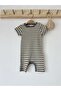 Gray Cream Striped Ribbed Organic Modal Romper 100% Cotton