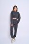 Crew Neck Raised Tight Fit Crop Women's Tracksuit Set
