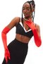 Long Satin Bridal Gloves For Women Wedding Henna Night Gloves Red - 5