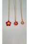 3pcs flower necklace friend bff mother daughter necklace red flower christmas necklace gift new year - 3