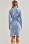 Women's Baby Blue Turtleneck Sweater with Elastic Waist Skirt Bottom and Top Knitwear Set 20234235 - 5