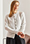 Women's White Buttoned Knitwear Cardigan 20234245 - 3