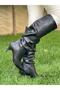 VERN Black BELOW KNEE GUARDED COWBOOT BOOTS ALMOND HEELS SHORT HEEL - 2