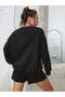 Black Crew Neck Basic Oversize Sweatshirt - 6
