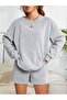 Gray Crew Neck Basic Oversize Sweatshirt - 2