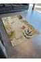 Beige Themed Leaf and Butterfly Patterned Modern Decorative Carpet 2654 - 3
