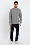 Men's Crew Neck Relaxed Regular 3 Thread Cotton Sweatshirt Gray - 2