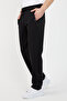 Black Men's Zipper Pocket Embroidery Detailed Straight Leg Relaxed Fit Premium Fabric Sweatpants - 2