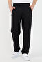 Black Men's Zipper Pocket Embroidery Detailed Straight Leg Relaxed Fit Premium Fabric Sweatpants