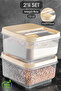 2-Piece Mega Size 12 Lt Pulses Flour Container - Food Storage Container with Sliding Lid Kitchen Organizer Box Cream