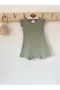 Dark Mint Ribbed Frilly Strappy Romper Organic Modal Jumpsuit Modal 50% Cotton