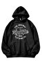 Unisex Black Hooded Vintage Printed Sweatshirt