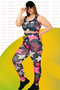 Lady Plus Size Fitness Long Tights and Crop Sports Set 1501