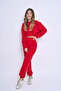 Crew Neck Raised Tight Fit Crop Women's Tracksuit Set - 2