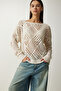 Women's Ecru Openwork Knitwear Sweater EW00006 - 4