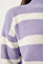 Women's Lilac High Collar Striped Knitwear Sweater ZA00073 - 4