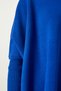 Women's Blue Stand-Up Collar Slit Knitwear Poncho Sweater ZA00074 - 6