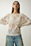 Women's Ecru Openwork Knitwear Sweater EW00006 - 3