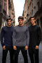 Siyah-Lacivert-Antrasit Regular/Normal Kesim 3'lü Paket Basic %100 Pamuk T-Shirt TMNAW21TS0197