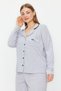 Gray Piping and Pocket Detail Printed Knitted Pajama Set Tbbaw24Ai00038 - 2