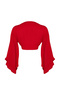 Kırmızı Dokuma Volanlı Plaj Crop Bluz TBESS19BB0095 - 8