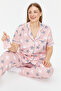 Powder Star Patterned Shirt Collar Knitted Pajamas Set TBBAW24AI00040 - 3