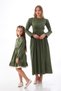 Hijab Mother-Daughter Child Outfit Set with Ruffle Detail Sleeves in Khaki - 3