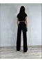Medusa Black Power Lycra Super High Waist Loose Jeans Palazzo Trousers - 4