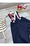 Handmade Sailor Concept Baby Boy Navy Blue White Red Salopet - 3