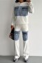 Denim Jeans Paneled Pocket Detailed Hooded Top and Bottom Set - 6